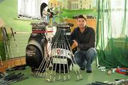 17 December 2009; Padraig Harrington pictured at his home with clubs and equipment which is to be sold in Dundrum Shopping Centre this Saturday to raise funds for GOAL. Rathmichael, Dublin. Picture credit: Pat Murphy / SPORTSFILE