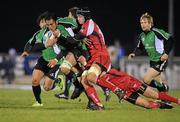 18 December 2009; George Naoupu, Connacht, is tackled by Will Bowley and Kieran Campell, Worcester Warriors. European Challenge Cup, Pool 2, Round 4, Connacht v Worcester Warriors, Sportsground, Galway. Picture Credit: Matt Browne / SPORTSFILE