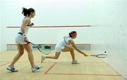 20 December 2009; Madeline Perry, right, in action against Aisling Blake. Womens Senior Squash Championship Final, Aisling Blake v Madeline Perry, Fitzwilliam Lawn Tennis Club, Dublin. Picture credit: Pat Murphy / SPORTSFILE