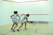 20 December 2009; Madeline Perry, right, in action against Aisling Blake. Womens Senior Squash Championship Final, Aisling Blake v Madeline Perry, Fitzwilliam Lawn Tennis Club, Dublin. Picture credit: Pat Murphy / SPORTSFILE