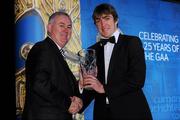 19 December 2009; Conor Ryan, Mayo, is presented with his Christy Ring Award by Uachtarán CLG Criostóir Ó Cuana. Christy Ring/Nicky Rackard/Lory Meagher Champion 15 & Rounder All-Star Awards 2009, Croke Park, Dublin. Photo by Sportsfile