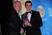 19 December 2009; David Kirby, Meath, is presented with his Nicky Rackard Award by Uachtarán CLG Criostóir Ó Cuana. Christy Ring/Nicky Rackard/Lory Meagher Champion 15 & Rounder All-Star Awards 2009, Croke Park, Dublin. Photo by Sportsfile