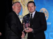 19 December 2009; Martin Finn, London, is presented with his Nicky Rackard Award by Uachtarán CLG Criostóir Ó Cuana. Christy Ring/Nicky Rackard/Lory Meagher Champion 15 & Rounder All-Star Awards 2009, Croke Park, Dublin. Photo by Sportsfile