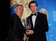 19 December 2009; Colin Herity, Sligo, is presented with his Nicky Rackard Award by Uachtarán CLG Criostóir Ó Cuana. Christy Ring/Nicky Rackard/Lory Meagher Champion 15 & Rounder All-Star Awards 2009, Croke Park, Dublin. Photo by Sportsfile
