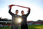 22 December 2009; St Patrick's Athletic's new signings Derek Pender, right, and David McAllister at a media briefing. Richmond Park, Dublin. Picture credit: David Maher / SPORTSFILE