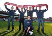 22 December 2009; St Patrick's Athletic's new signings, from left to right, David McAllister, Derek Pender, Stuart Byrne, Gary Rogers and Damien Lynch at a media briefing. Richmond Park, Dublin. Picture credit: David Maher / SPORTSFILE