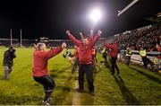 13 February 2016; Castlebar Mitchels joint manager Declan O'Reilly and his backroom team celebrate their side's victory at the final whistle . AIB GAA Football Senior Club Championship Semi-Final, Castlebar Mitchels, Mayo, v Crossmaglen Rangers, Armagh. Kingspan Breffni Park, Cavan. Picture credit: Stephen McCarthy / SPORTSFILE