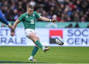 13 February 2016; Ian Madigan, Ireland, kicks a restart, which went directly out of play. RBS Six Nations Rugby Championship, France v Ireland. Stade de France, Saint Denis, Paris, France. Picture credit: Ramsey Cardy / SPORTSFILE