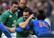 13 February 2016; Dave Kearney, Ireland, is tackled by Teddy Thomas, France. RBS Six Nations Rugby Championship, France v Ireland. Stade de France, Saint Denis, Paris, France. Picture credit: Ramsey Cardy / SPORTSFILE