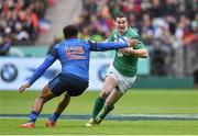 13 February 2016; Jonathan Sexton, Ireland, is tackled by Jonathan Danty, France. RBS Six Nations Rugby Championship, France v Ireland. Stade de France, Saint Denis, Paris, France. Picture credit: Brendan Moran / SPORTSFILE