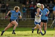 14 February 2016; Sharon Courtney, Monaghan, in action against Sinaed Finnegan and Noelle Healy, Dublin.  Lidl Ladies Football National League, Division 1,  Monaghan v Dublin. Emyvale, Co. Monaghan. Picture credit: Oliver McVeigh / SPORTSFILE