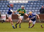 14 February 2016; Jack Goulding, Kerry, in action against Ryan Mullaney, Laois. Allianz Hurling League, Division 1B, Round 1, Laois v Kerry. O'Moore Park, Portlaoise, Co. Laois. Photo by Sportsfile