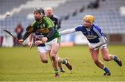 14 February 2016; John Egan, Kerry, in action against Oisin Carroll, Laois. Allianz Hurling League, Division 1B, Round 1, Laois v Kerry. O'Moore Park, Portlaoise, Co. Laois. Photo by Sportsfile