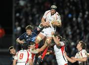 26 December 2009; Dan Tuohy, Ulster, takes the ball in a lineout against Malcolm O'Kelly, Leinster. Celtic League, Leinster v Ulster, RDS, Dublin. Picture credit: David Maher / SPORTSFILE