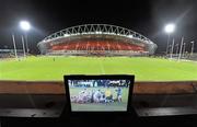 26 December 2009; A general view of a TV monitor showing the live game between Leinster and Ulster before the Munster v Connacht game. Celtic League, Munster v Connacht, Thomond Park, Limerick. Picture credit: Diarmuid Greene / SPORTSFILE