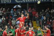 26 December 2009; Mick O'Driscoll wins possession for Munster. Celtic League, Munster v Connacht, Thomond Park, Limerick. Picture credit: Ray McManus / SPORTSFILE