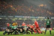 26 December 2009; Munster's Peter Stringer prepares to put into the scrum watched by Connacht's Conor O'Loughlin. Celtic League, Munster v Connacht, Thomond Park, Limerick. Picture credit: Diarmuid Greene / SPORTSFILE