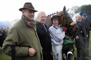 28 December 2009; Trainer Noel Meade, left, and owner Robert Bagnall with jockey David Condon, right, after winning the Knight Frank Novice Steeplechase with Pandorama. Leopardstown Christmas Racing Festival 2009, Leopardstown Racecourse, Dublin. Photo by Sportsfile