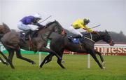 29 December 2009; Western Leader, with Conor O'Farrell up, races clear of second place Acapulco, with Andrew McNamara up, on their way to winning the Ryans Event Cleaners Maiden Hurdle. Leopardstown Christmas Racing Festival 2009, Leopardstown Racecourse, Dublin. Picture credit: Brian Lawless / SPORTSFILE