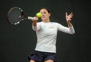 31 December 2009; Rachael Dillon in action against Amy Bowtell. Ladies Singles Final, Rachael Dillon v Amy Bowtell, Babolat Irish National Indoor Tennis Championship Finals 2009, David Lloyd Riverview, Clonskeagh, Dublin. Picture credit: Pat Murphy / SPORTSFILE