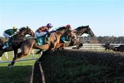 27 December 2009; Tranquil Sea, 7, with Andrew McNamara up, jumps the first with eventual winner Golden Silver, 3, with Paul Townend up, and Carthalawn,1, with Niall Madden up, during the Paddy Power Dial-A-Bet  Steeplechase. Leopardstown Christmas Racing Festival 2009, Leopardstown Racecourse, Dublin. Picture credit: Matt Browne / SPORTSFILE