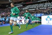 13 February 2016; Ireland's Mike McCarthy runs out ahead of the game. RBS Six Nations Rugby Championship, France v Ireland. Stade de France, Saint Denis, Paris, France. Picture credit: Ramsey Cardy / SPORTSFILE