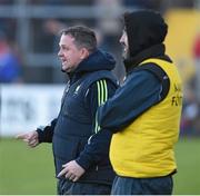 14 February 2016; Clare manager Davy Fitzgerald, left, with Maor Fóirne Donal Óg Cusack near the end of the game. Allianz Hurling League, Division 1B, Round 1, Clare v Offaly. Cusack Park, Ennis, Co. Clare. Picture credit: Ray McManus / SPORTSFILE