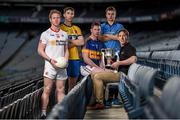 16 February 2016; In attendance at the launch of the 2016 EirGrid GAA Football U21 All-Ireland Championship launch today is EirGrid GAA Football U21 All-Ireland Championship ambassador Trevor Giles, former Meath footballer, with U21 footballers, from left, Frank Burns, Tyrone, Cathal Compton, Roscommon, Jimmy Feehan, Tipperary, and Eoin Murchan, Dublin. Croke Park, Dublin. Picture credit: Stephen McCarthy / SPORTSFILE