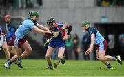 16 February 2016; Conor Gardiner, left, supported by team-mate Jarlath Mannion, Galway Mayo Institute of Technology, breaks his hurl across the shoulder of Alan Flynn, Mary Immaculate College, Limerick. Independent.ie HE GAA Fitzgibbon Cup Quarter-Final, Mary Immaculate College Limerick v Galway Mayo Institute of Technology. MICL Grounds, Limerick. Picture credit: Diarmuid Greene / SPORTSFILE