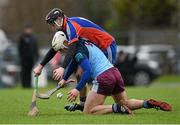 16 February 2016; Darragh Burke, Galway Mayo Institute of Technology, in action against Alan Flynn, Mary Immaculate College, Limerick. Independent.ie HE GAA Fitzgibbon Cup Quarter-Final, Mary Immaculate College Limerick v Galway Mayo Institute of Technology. MICL Grounds, Limerick. Picture credit: Diarmuid Greene / SPORTSFILE