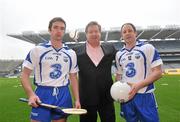13 January 2010; Pictured at the unveiling of the new Waterford GAA strip for 2010 were Robert Finnegan, centre, Chief Executive of 3, with Waterford hurler Tony Browne, left, and Stephen Cunningham, Waterford footballer. The new jersey was launched as part of a new two year sponsorship by 3, Ireland’s fastest growing network, of Waterford GAA, covering both the Hurling and Football codes and includes all grades from Minor to Senior inter-county teams over the next two years. Croke Park, Dublin. Picture credit: David Maher / SPORTSFILE