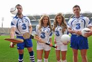 13 January 2010; Pictured at the unveiling of the new Waterford GAA strip for 2010 were models Sarah Kavanagh, left, and Nadia Forde, with Waterford hurler Dan Shanahan, left, and Mick Ahearne, Waterford footballer. The new jersey was launched as part of a new two year sponsorship by 3, Ireland’s fastest growing network, of Waterford GAA, covering both the Hurling and Football codes and includes all grades from Minor to Senior inter-county teams over the next two years. Croke Park, Dublin. Picture credit: David Maher / SPORTSFILE