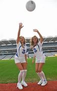 13 January 2010; Pictured at the unveiling of the new Waterford GAA strip for 2010 were models Sarah Kavanagh, left, and Nadia Forde. The new jersey was launched as part of a new two year sponsorship by 3, Ireland’s fastest growing network, of Waterford GAA, covering both the Hurling and Football codes and includes all grades from Minor to Senior inter-county teams over the next two years. Croke Park, Dublin. Picture credit: David Maher / SPORTSFILE