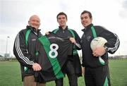 15 January 2010; Parnells GAA club in Dublin has announced that Laois Gaelic football star Colm Begley is to play for the club. The twenty three year old who spent four years playing Aussie Rules will also work for the club as a Games Promotion Officer. Parnells see his appointment as a GPO as a tremendous coup for the club and believe he will play a vital role in helping to develop and promote gaelic games in the club and the local community. Colm Begley, centre, is pictured with Parnells Manager Declan North, and club captain  Mark Fitzpatrick. Picture credit: Brian Lawless / SPORTSFILE