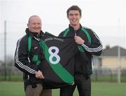 15 January 2010; Parnells GAA club in Dublin has announced that Laois Gaelic football star Colm Begley is to play for the club. The twenty three year old who spent four years playing Aussie Rules will also work for the club as a Games Promotion Officer. Parnells see his appointment as a GPO as a tremendous coup for the club and believe he will play a vital role in helping to develop and promote gaelic games in the club and the local community. Colm  is pictured with Parnells manager Declan North. Picture credit: Brian Lawless / SPORTSFILE