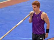17 February 2016; Shawn Barber, Canada, competing in the men's pole vault event at the AIT International Athletics Grand Prix. AIT International Arena, Athlone, Co. Westmeath. Picture credit: Cody Glenn / SPORTSFILE