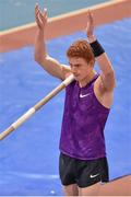 17 February 2016; Shawn Barber, Canada, competing in the men's pole vault event at the AIT International Athletics Grand Prix. AIT International Arena, Athlone, Co. Westmeath. Picture credit: Cody Glenn / SPORTSFILE