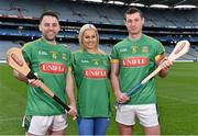 19 February 2016; Model Emma McCormack with Meath hurlers David Donoghue, left, and James Toher pictured at the Uniflu Announcement of the sponsership of Meath Hurling Teams. Uniflu announces its official sponsorship of Meath Hurling teams. Uniflu today launched its sponsorship of the Meath hurling teams for 2016. The New Meath Jerseys for the 2016 season will feature the Uniflu logo. Croke Park, Dublin. Picture credit: Matt Browne / SPORTSFILE