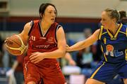 17 January 2010; Lyndsay Peat, DCU Mercy, in action against Michelle Aspell, UL Basketball Club. 2010 Basketball Ireland Women's SuperLeague National Cup Semi-Final, UL Basketball Club v DCU Mercy, Neptune Stadium, Cork. Picture credit: Brendan Moran / SPORTSFILE