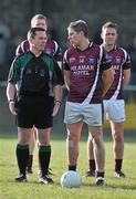 17 January 2010; Referee Fergal Barry goes through a few things with Paul Greville, Westmeath, before the match. O'Byrne Cup, First Round, Westmeath v DCU, St. Lomans GAA Grounds, Mullingar, Co. Westmeath. Picture credit: Brian Lawless / SPORTSFILE