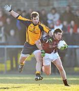 17 January 2010; James Durcan, Westmeath, in action against Bryan Cullen, DCU. O'Byrne Cup, First Round, Westmeath v DCU, St. Lomans GAA Grounds, Mullingar, Co. Westmeath. Picture credit: Brian Lawless / SPORTSFILE