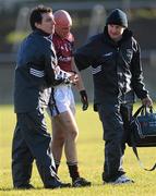 17 January 2010; Darren Mullahy, Galway, is taken off the pitch after a suspected broken collerbone against Sligo. Connacht FBD League, Section B, Round 1, Galway v Sligo, Tuam Stadium, Tuam, Co. Galway. Picture credit: Ray Ryan / SPORTSFILE
