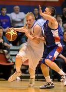 17 January 2010; Ian McLoughlin, Neptune, in action against Kyle Hosford, UCC Demons. 2010 Basketball Ireland Men's SuperLeague National Cup Semi-Final, UCC Demons v Neptune, Neptune Stadium, Cork. Picture credit: Brendan Moran / SPORTSFILE