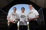 18 January 2010; Shamrock Rovers' Ollie Cahill, left, Bohemians' Neale Fenn and Stephen McGuinness, right, General Secretary, Professional Footballers Association of Ireland, at the PFAI Players Training Camp. AUL Clonshaugh, Dublin. Photo by Sportsfile