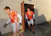 16 January 2010; Armagh's Charlie Vernon and Aaron Kernan emerge from the dressing room for the second half. Barrett Sports Lighting Dr. McKenna Cup, Group A, Armagh v UUJ,  St Oliver Plunkett Park, Crossmaglen, Co. Armagh. Picture credit: Oliver McVeigh / SPORTSFILE *** Local Caption ***