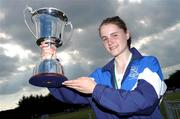 30 May 2009; Ciara Mageean, Assumption, Ballynahinch, Co. Down, with the Lar Byrne Memorial Trophy for the outstanding athlete of the championship. Irish Schools Track and Field Championships, Tullamore Harriers, Tullamore, Co. Offaly. Photo by Sportsfile