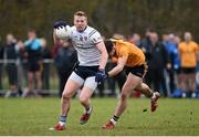 19 February 2016; Kieran Hughes, University of Ulster Jordanstown, in action against Ultan Harney, Dublin City University. Independent.ie HE GAA Sigerson Cup, Semi-Final, University of Ulster Jordanstown v Dublin City University UUJ, Jordanstown, Co. Antrim. Picture credit: Oliver McVeigh / SPORTSFILE
