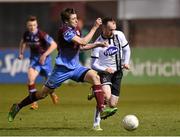 19 February 2016; Stephen O'Donnell, Dundalk FC, in action against Jake Hyland, Drogheda United. Jim Malone Cup, Dundalk FC v Drogheda United, United Park, Drogheda, Co. Louth. Photo by Sportsfile