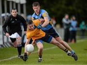 20 February 2016; Conor Moynagh, Dublin City University, in action against John Heslin, University College Dublin. Independent.ie HE GAA Sigerson Cup Final, University College Dublin v Dublin City University, UUJ, Jordanstown, Co. Antrim. Picture credit: Oliver McVeigh / SPORTSFILE