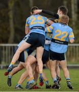 20 February 2016; University College Dublin players celebrate at the final whistle. Independent.ie HE GAA Sigerson Cup Final, University College Dublin v Dublin City University, UUJ, Jordanstown, Co. Antrim. Picture credit: Oliver McVeigh / SPORTSFILE